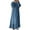 Blue, variant on ZANZEA Womens O-Neck Puff Long Sleeve Muslim Abaya Casual Loose Kaftan Long Dress With Belted