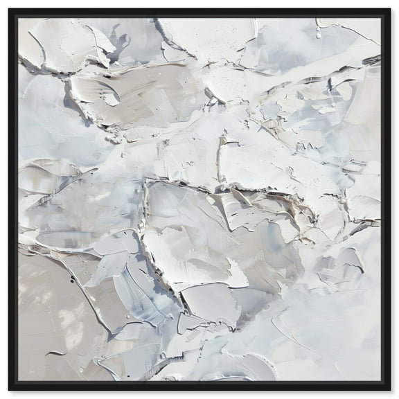 Glacier Canvas Elegant White Gold Wall Art by Art Remedy, Black Frame, 12" x 12"