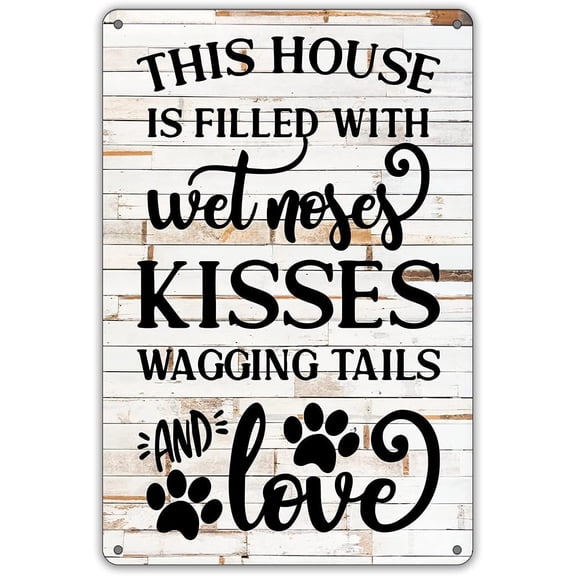QIONGQI Funny Dog Rules Metal Tin Sign Wall Decor Rustic Farmhouse Dog Signs with Sayings for Home Decor Gifts for Dog Lovers