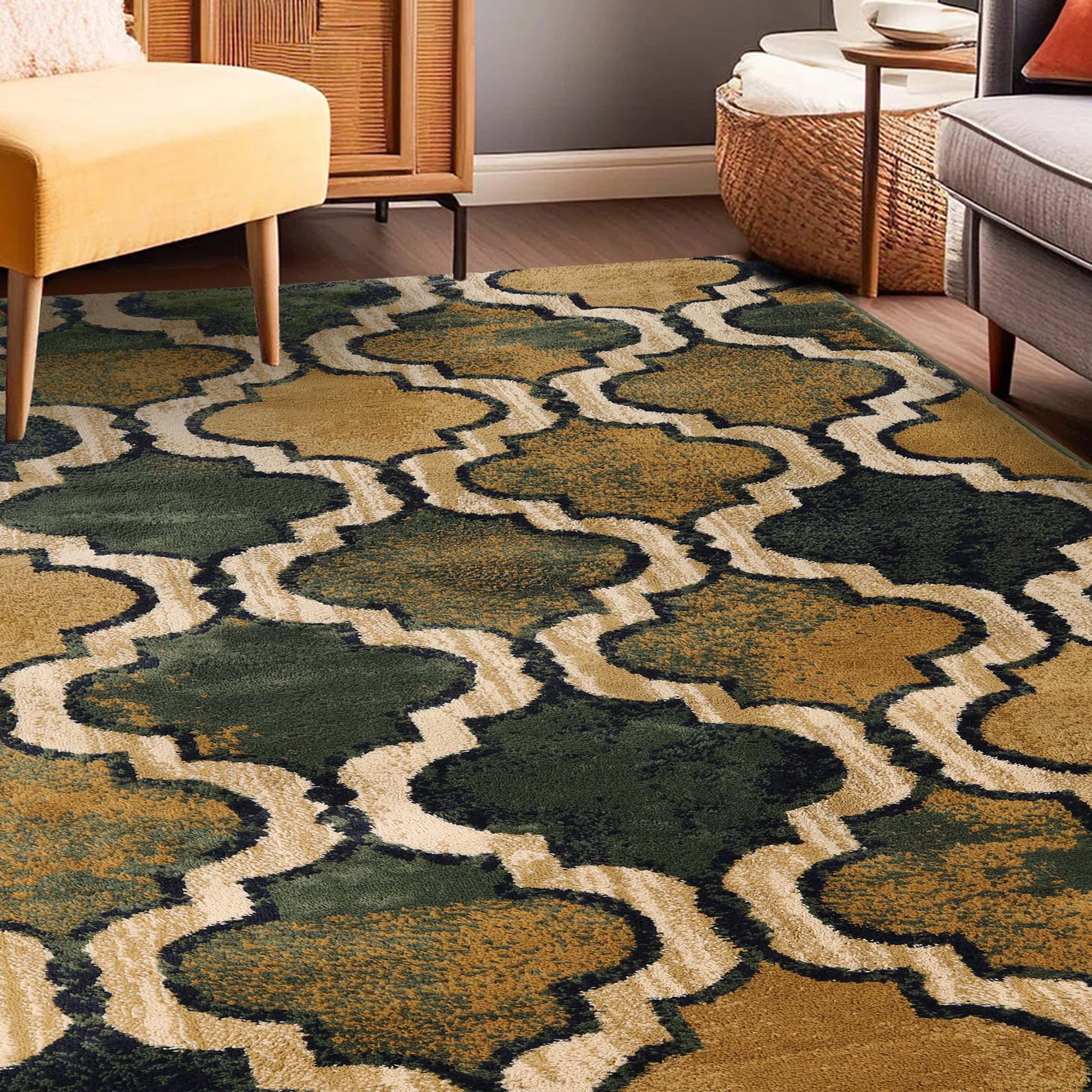 Superior Viking Trellis Indoor Large Area Rug, 5' x 8', Green