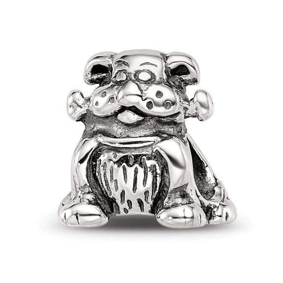 925 Sterling Silver Polished Oxidized Reflections SimStars Animal Pet Dog Bone Bead Charm 10.91x11.82mm Wide Pendant Nec