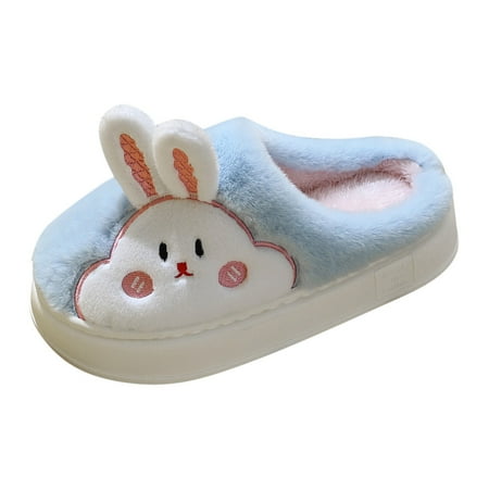 

PLLFRLRT Womens Slippers Memory Foam Warm Cotton Slippers Slip on House Slippers Soft Comfortable Bedroom Winter Slippers(Blue 7.5)