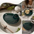 thumbnail image 6 of Dumpling Serving Plate with Built-in Sauce Compartment Divided Snack Dish for Kitchen Dining Table Appetizer Sushi Dessert Home Daily Use Party Supplies, 6 of 6