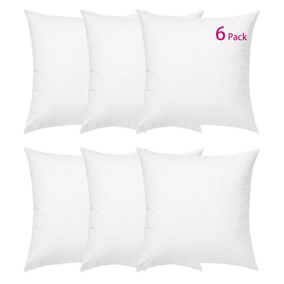 FBTS Prime 18x18 inch Square White Solid Down Alternative Pillow Inserts, 6 Packs