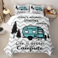 thumbnail image 2 of Erosebridal Happy Camping Camper Twin Quilt Set, Gray Wave Stripe Twin Coverlet Set, 2-Piece 1 Bedspread and 1 Pillowcase, 2 of 7