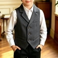 thumbnail image 4 of GiLiling Boys Pinstripe Suit Vest Blazer Lapel Formal Waistcoat Kids Button Striped Vest with Pocket Square for Wedding (Grey, 11-12 Years), 4 of 4