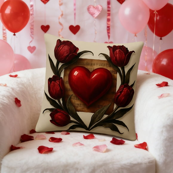Pillowcase 45x45cm Black Rose Velvet Pillowcase Valentine's Day Floral Car or Sofa Cushion Cover for Home Decor(1Pcs) Rkxzt