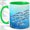 Green, variant on Watercolor Fish School Coffee Mug, Blue Fish Mug, Daily Coffee Tea Cup for Kitchen Office, Underwater Sardines Pattern with Bubbles and Sea Plants, Coastal Marine Art, Anglers Women Men
