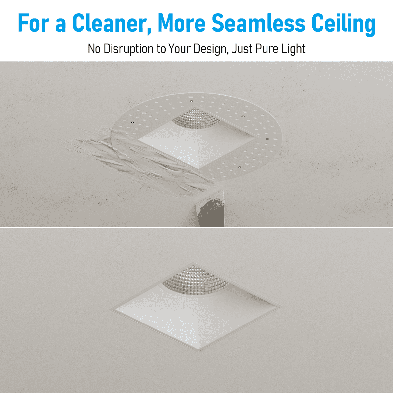 4 Pack 5CCT Square Adjustable Trimless 4-Inch LED Gimbal Recessed Light, 15W 120V Dimmable Ceiling Canless Downlight with J-Box, 2700K/3000K/3500K/4000K/5000K Selectable, White