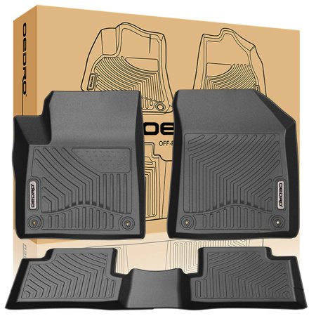 oEdRo Heavy Duty Rubber Floor Mats Black for 2016-2019 Jeep Cherokee Full Set Liners All-Weather;includes 1st & 2nd Front Row and Rear Floor Liner Full (Best Jeep Floor Mats)