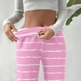 thumbnail image 3 of Winter Pants for Women Fleece Lined Thermal Wide Leg Sweatpants with Pockets Gradient Striped Pull-On Trousers (2XL, Pink A|Striped), 3 of 7