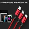 thumbnail image 4 of vAccessorize Multifunction 3 in 1 Fast Charging Cable for iPhone (Pack of 3 , 10 Feet, Red), 4 of 5