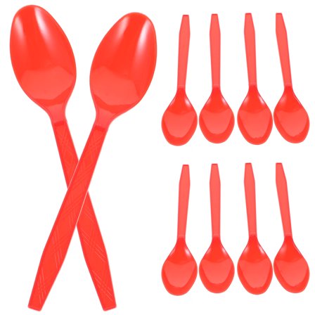 PBPBOX Pbpbox Red Plastic Spoons, Smooth and Not Easy to Deform, 80Pcs