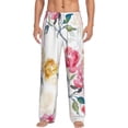 thumbnail image 2 of Goofa Colorful Flowers Printed Soft Pajama Pants for Men, Wide Leg Comfy Casual Lounge Yoga Pants-X-Large, 2 of 9