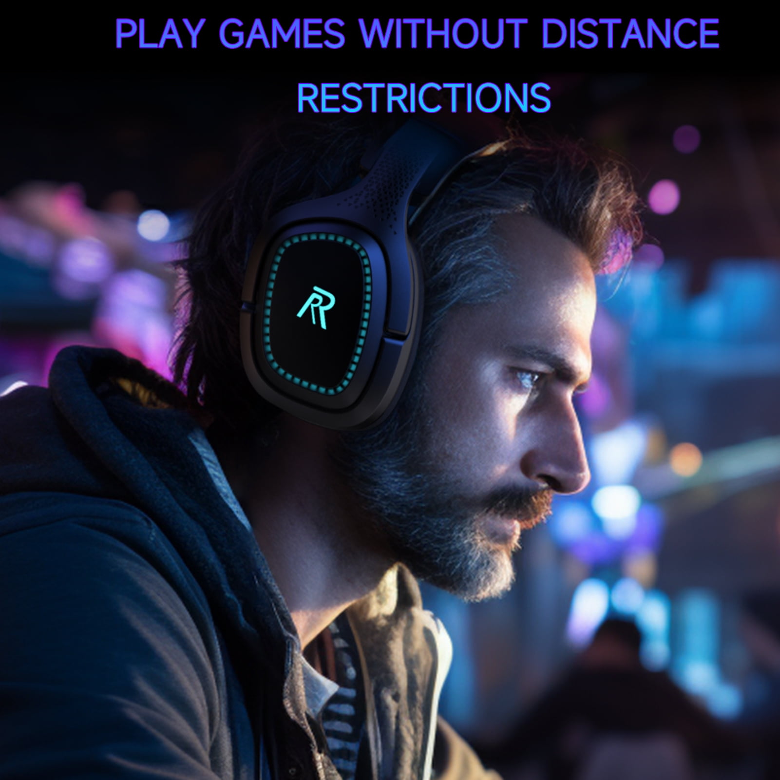 FFN 2.4GHz Wireless Gaming Headset for PS5, Bluetooth PS5 Headset with Microphone Noise Canceling, 3.5mm Wired Mode for Xbox Series, Black