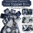 thumbnail image 2 of EP Navy Blue Tree Topper Navy Blue Christmas Tree Topper Bow 12 inch Wide Navy Blue Silver Glitter Yule Tree Wreath Bow Christmas Decorations Silver Snowflake Garland Bow Holiday Lantern (1 Pack), 2 of 18