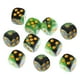 thumbnail image 2 of Juego de 10 dados de seis caras para fiestas, D6, 12 mm, opacos, para juegos de rol MTG RPG. verde negro, 2 of 6