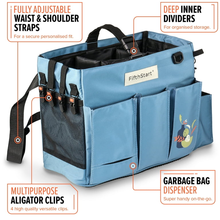 FifthStart Wearable Cleaning Caddy with Handle Caddy Organizer for Cleaning  Supplies with Shoulder and Waist Straps, Car Organizer, Under Sink  Organizer: (Blue Check, Large) 