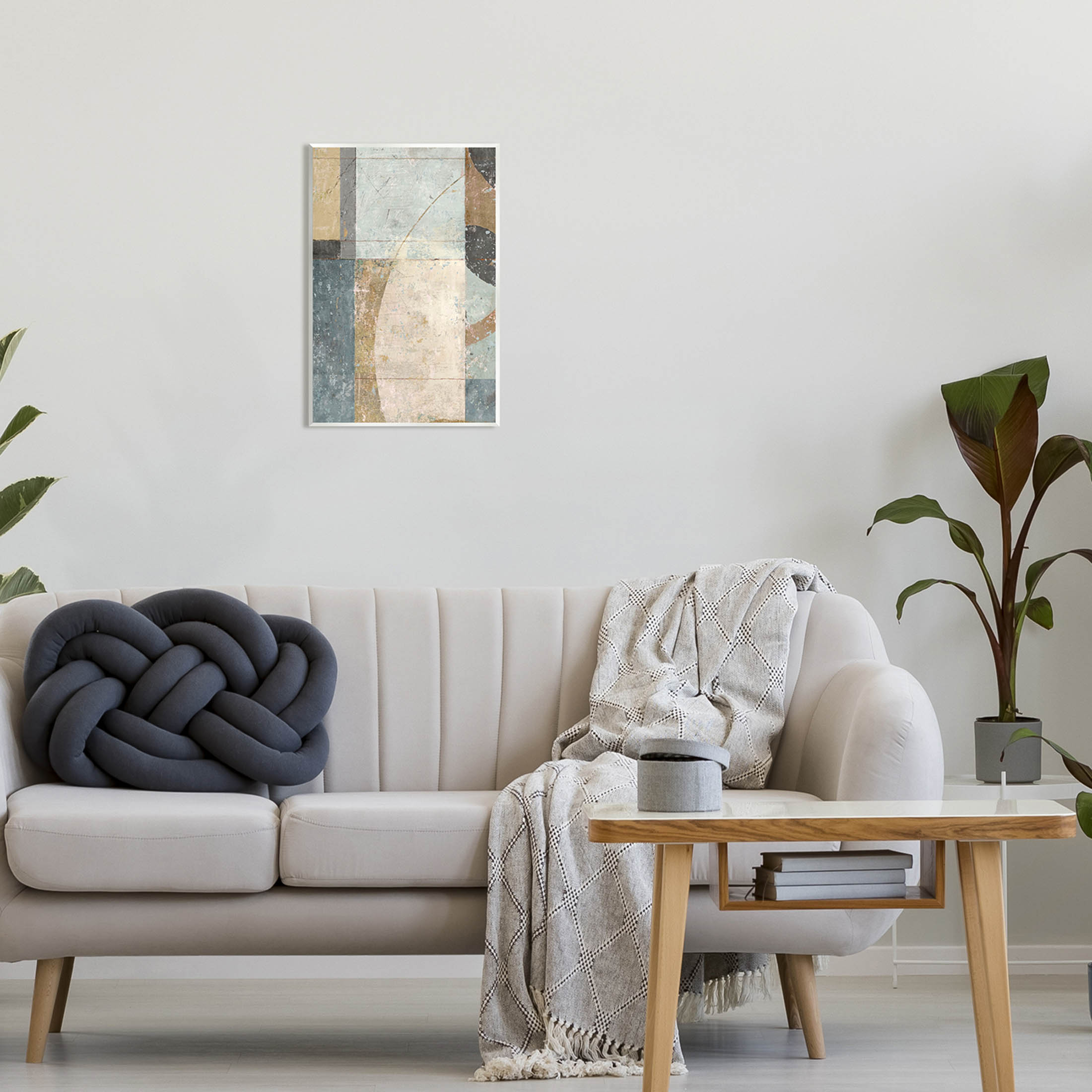 Weathered Geometric Shapes Abstract Painting Unframed Art Print Wall Art