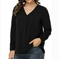 thumbnail image 5 of USSUMA Women's Summer Long Sleeve Tunic Tops for Leggings V-Neck Casual Loose Fit Basic Blouse T-Shirt, 5 of 8