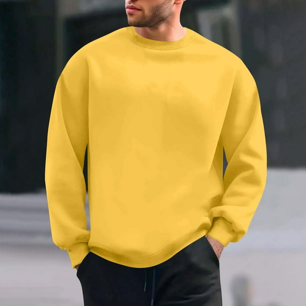 pstuiky camisas de hombre de manga larga, Sudadera básica de cuello redondo y manga larga informal de color liso para hombre. Camiseta/camiseta de cuello redondo y manga larga. camisetas de hombre s