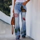 thumbnail image 1 of ICHUANYI Clearance Womens Elastic Waist Stretch Buttons Printing Thin Stretch Skinny Pants Trousers(Blue, L) ICHUANYI WER2023081107994, 1 of 8