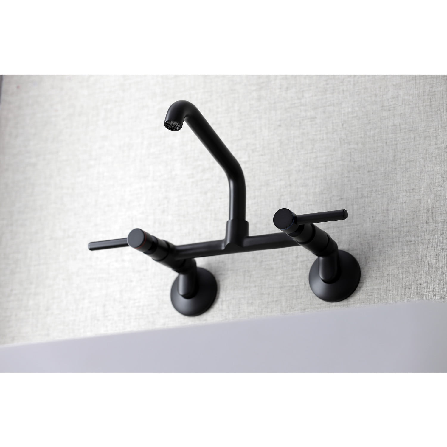 Kingston Brass KS823MB Concord Two-Handle Wall-Mount Kitchen Faucet, Matte Black