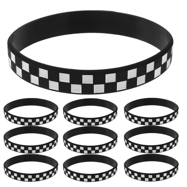 KAKOWELY 12 pulseras de silicona con estampado a cuadros para fiestas temáticas de carreras.