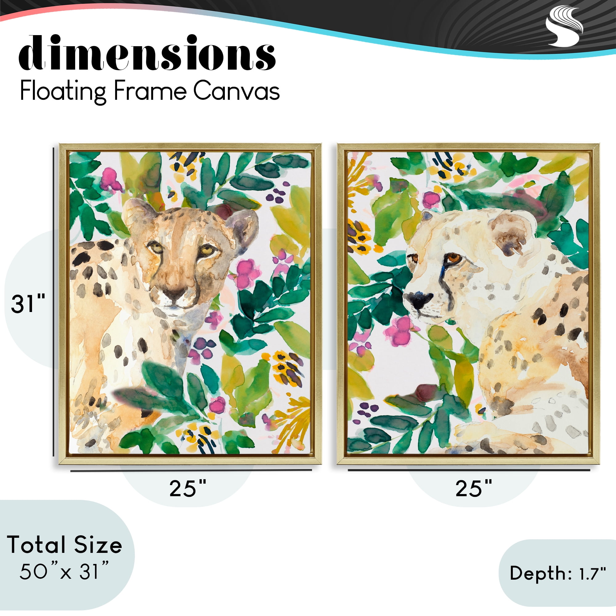 Stupell Industries Botanical Garden Wildlife 2 Piece Gold Framed Floater Canvas Set, design by Lanie Loreth