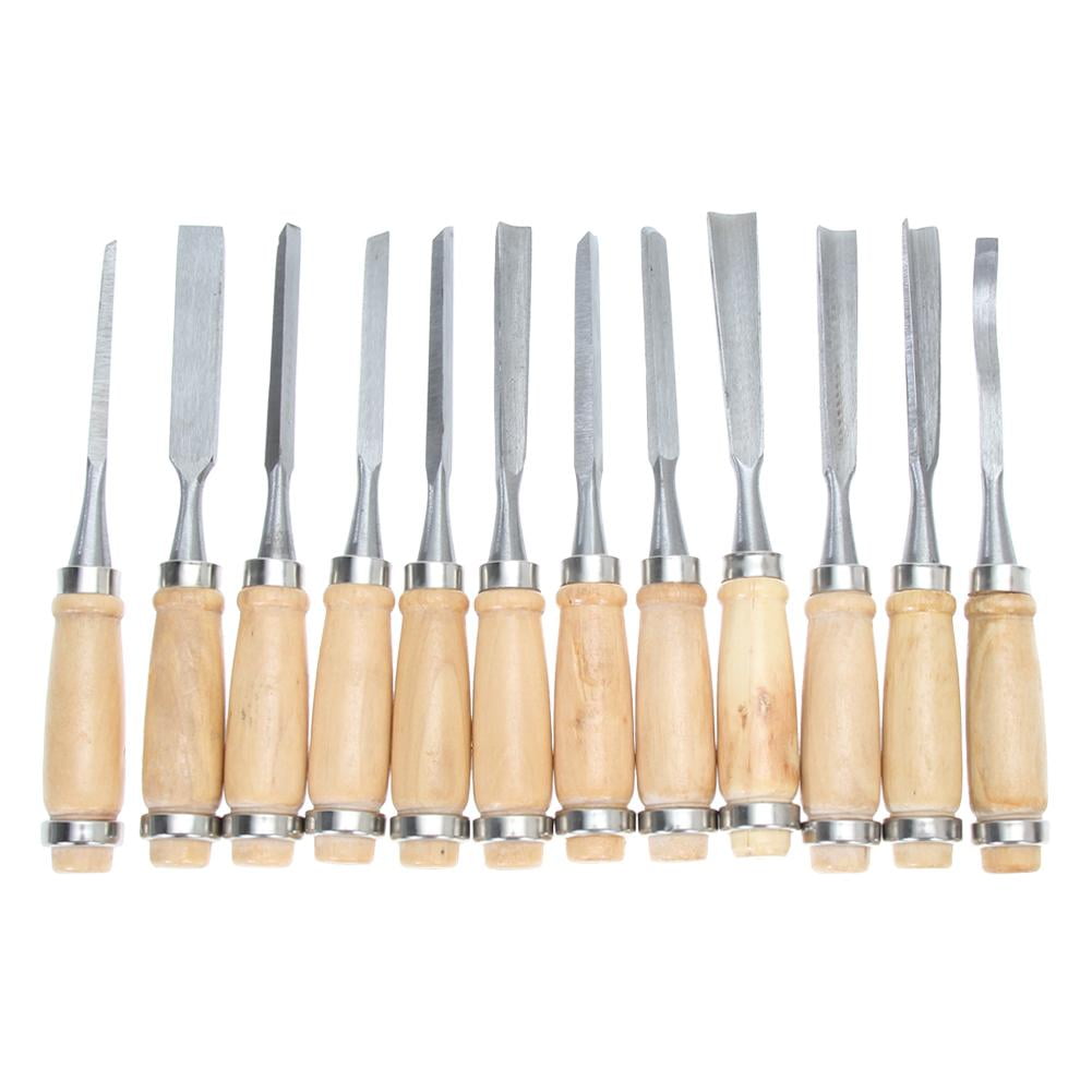 12PC Wood Carving Hand Chisel Tools Carbon Steel Professional Woodworking Gouges 