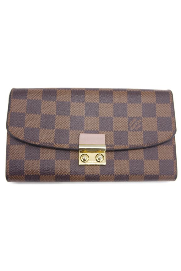 Pre-Owned LOUIS VUITTON Portefeuille Croisette Damier Magnolia Chain Shoulder Wallet... (Good)
