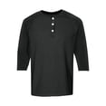 thumbnail image 6 of Nestiefly 3/4 Sleeve Shirt Men Summer Solid Color Henley Neck Baseball T-Shirts Casual Loose Fit Tees Baseball T-Shirt Black 2XL, 6 of 8