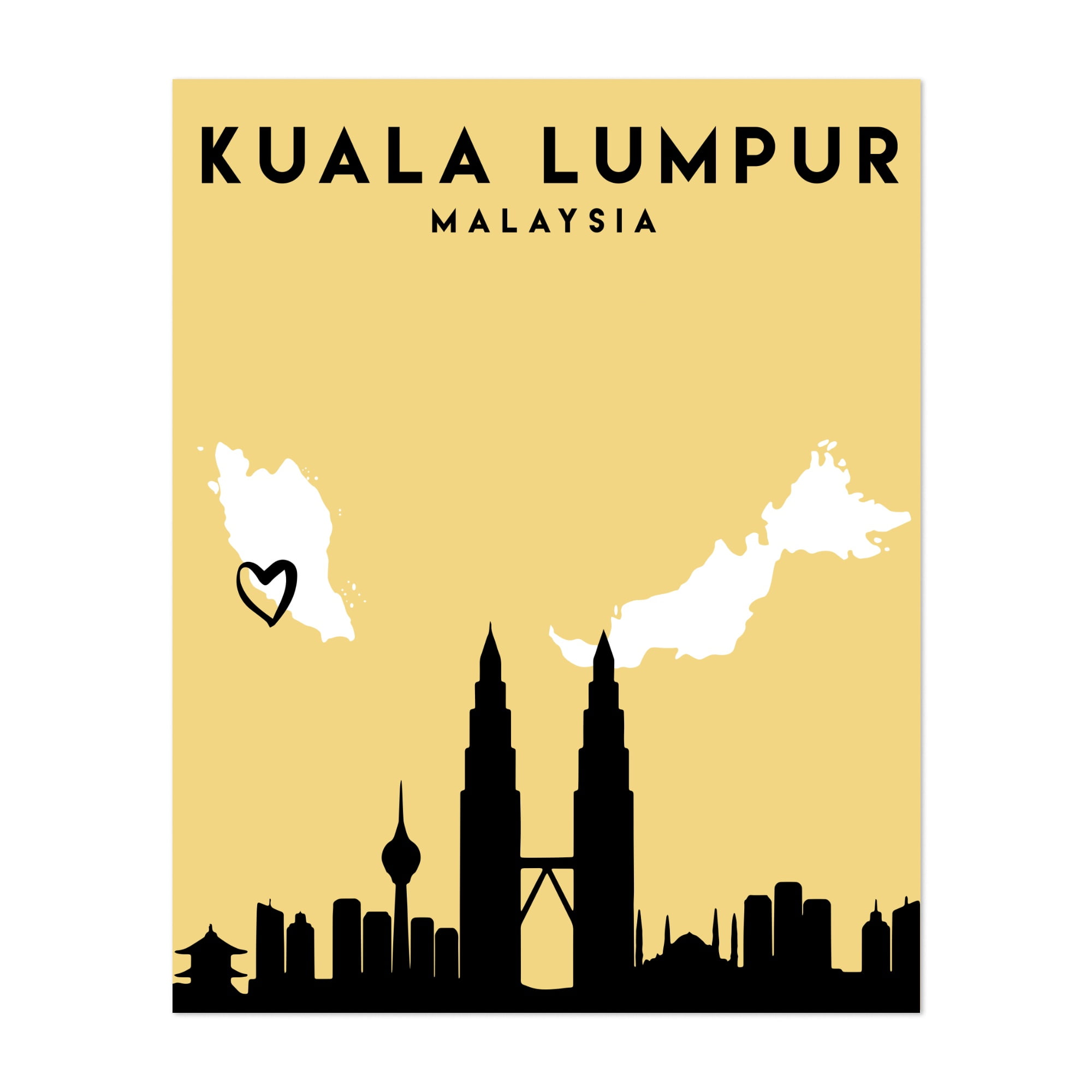 canvas wall art Kuala Lumpur Map Canvas Print Malaysia Gift Minimalistic Artwork canvas print City Maps Wall Art M675