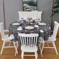 thumbnail image 2 of Dark Christmas Snowman Pattern Round Tablecloth 60"x60",Wrinkle Wipeable Table Cloth for Kitchen Dining Room Picnic Patio Party, 2 of 6