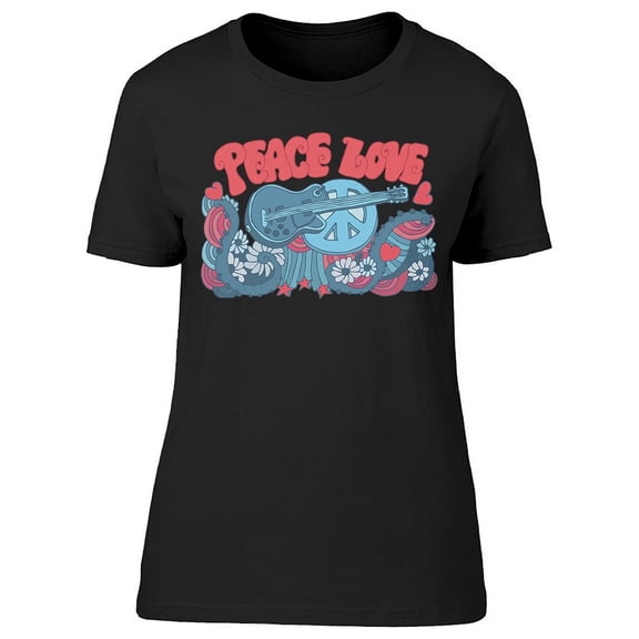 Peace Love Guitar Peace Sign T-Shirt Women -Image by Shutterstock, Female 3X-Large