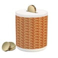 thumbnail image 1 of Burnt Orange Piggy Bank, Retro Design Inspirations with Doodle Style Circles and Stripes Swirled Lines, Ceramic Coin Bank Money Box for Cash Saving, 3.6" X 3.2", Multicolor, by Ambesonne, 1 of 4