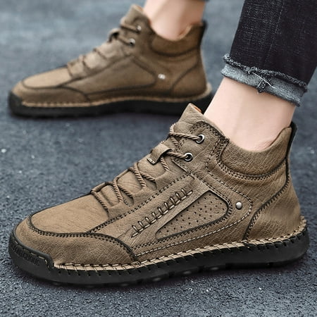 

JINCHANG Mens Shoes Handmade Retro Leather Shoes For Men Stitched Mens Running Shoe Comfortable Casual Walking Shoes Hiking Shoes Running Shoes For Men Fathers Day Gifts For Dad Grandpa Boyfriends