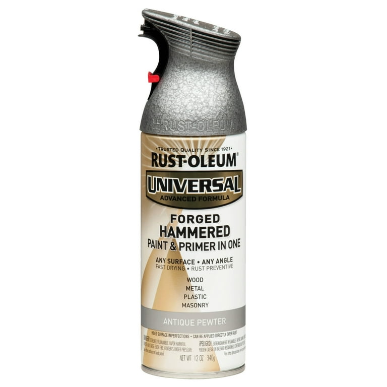 (2 pack) Antique Pewter, Rust-Oleum Universal All Surface Interior/Exterior Forged Hammered Spray Paint, 12 oz
