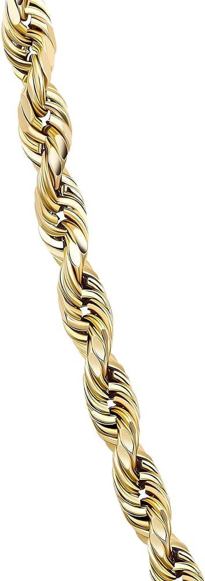 PORI JEWELERS 14K Yellow Gold 1.5MM, 2MM, 2.5MM, 3MM, 4MM, or 5MM Hollow Diamond Cut Rope Chain Necklace - Sizes 16" -30"