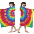 thumbnail image 4 of Rainbow Tie Dye Mandala Pattern Hooded Bath Towel，50"x30" for Ages 3 To 12 Kids, Quick Dry Lightweight Soft Microfiber Hood Beach Towel Cover Up for Kids, 4 of 7