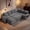 Gray, variant on 102" Beige Chenille L-Shaped Sectional Sleeper Sofa, 7-Seat Sofa with Pull-Out Bed, Reclining Backrest, USB Ports, LED Lights, Ottoman