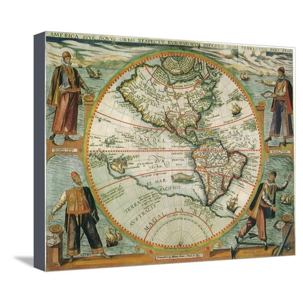 Old World Map 1597 Stretched Canvas Print Wall Art