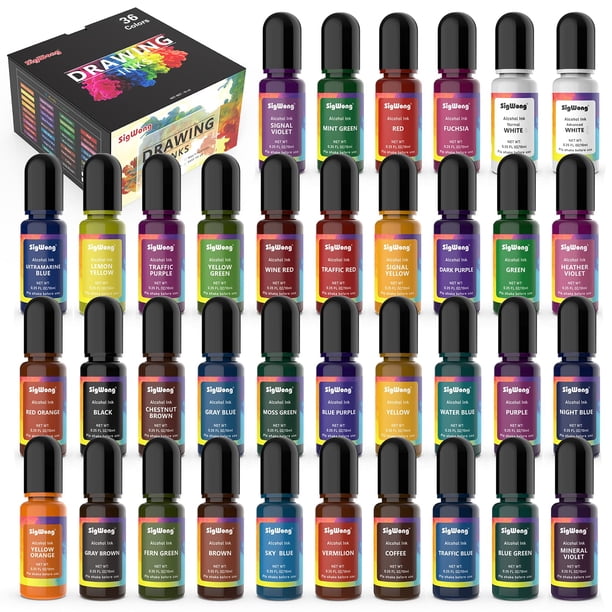Set de Tintas al Alcohol SigWong 36 Botellas de 10 ml Colores Vibrantes