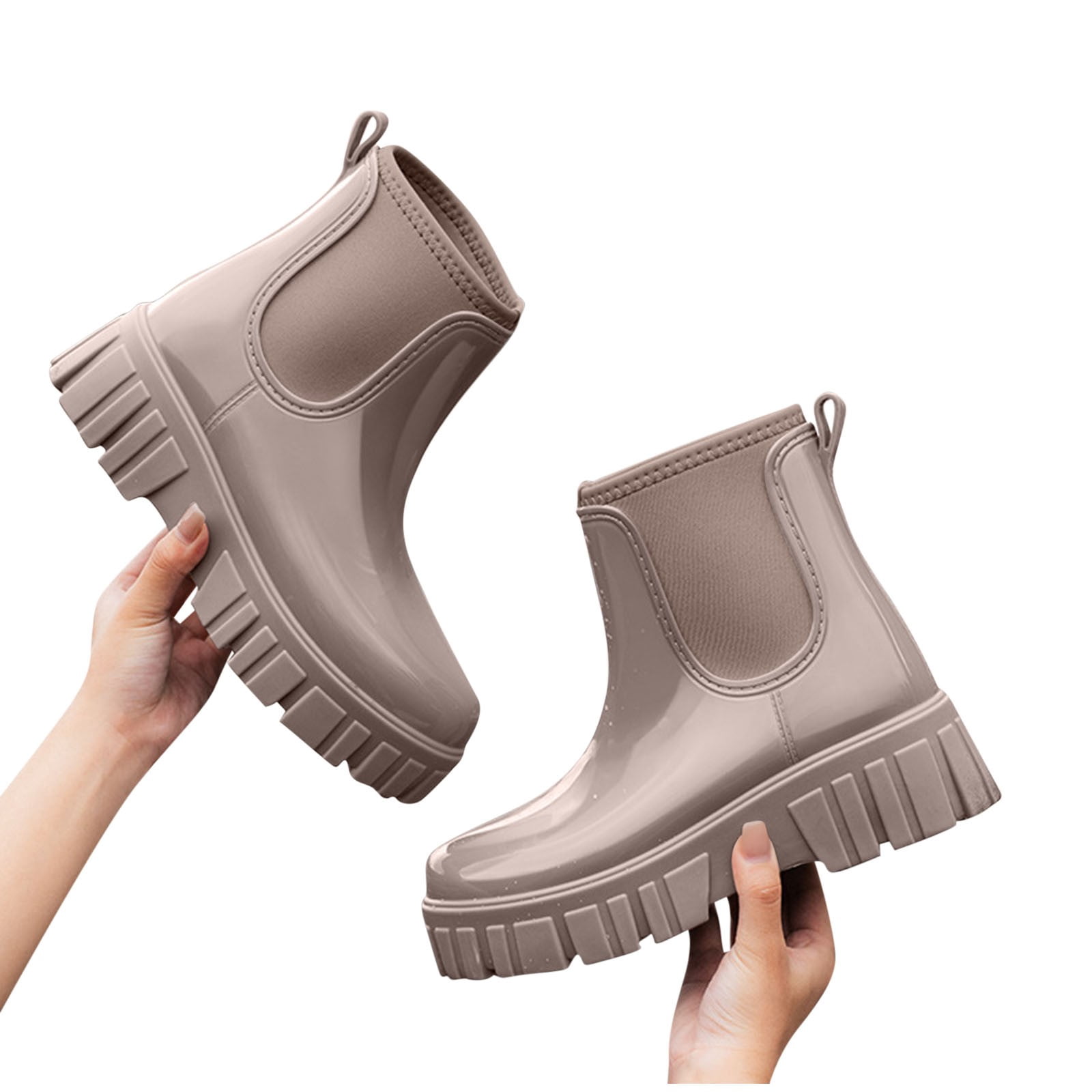 Wowcloth Women's Mid-Calf Rain Boots – Waterproof & Slip-Resistant Solid Color Design for Spring Summer Outdoor Wear, Japanese Style Casual Fashion