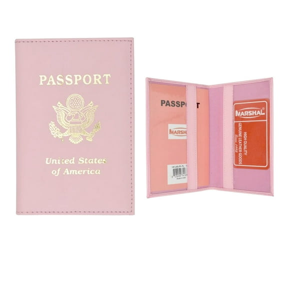 NZIHSZO DZOOVG GENUINE PINK LEATHER PASSPORT COVER HOLDER WALLET CASE TRAVEL NEW US EMBLEM 1