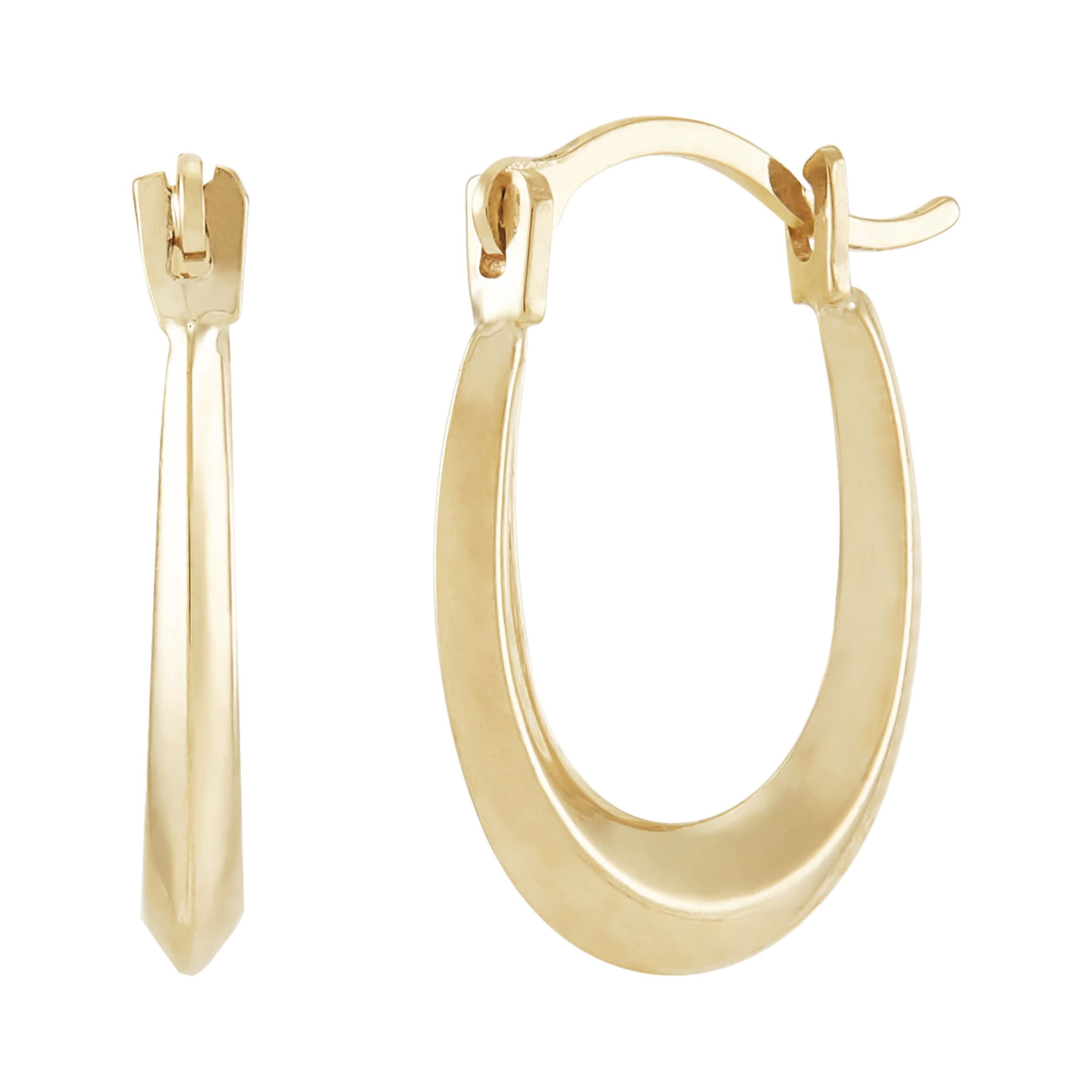 Brilliance Fine Jewelry 10K Yellow Gold Small Plain Hollow Oval Hoops Earrings