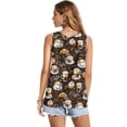 thumbnail image 2 of FUIALDOLG Brown Coffee Theme Sleeveless Shirt for Women Summer Casual V Neck Sleeveless Pleated Shirt Loose Fit Basic Tee Athletic Running Yoga Tops,M, 2 of 7