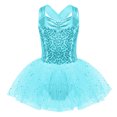 thumbnail image 6 of iiniim Girls Kids Sequined Hollow Back Strap Ballet Leotards Tulle Tutu Dress 6-16 A Lake Green 8, 6 of 7