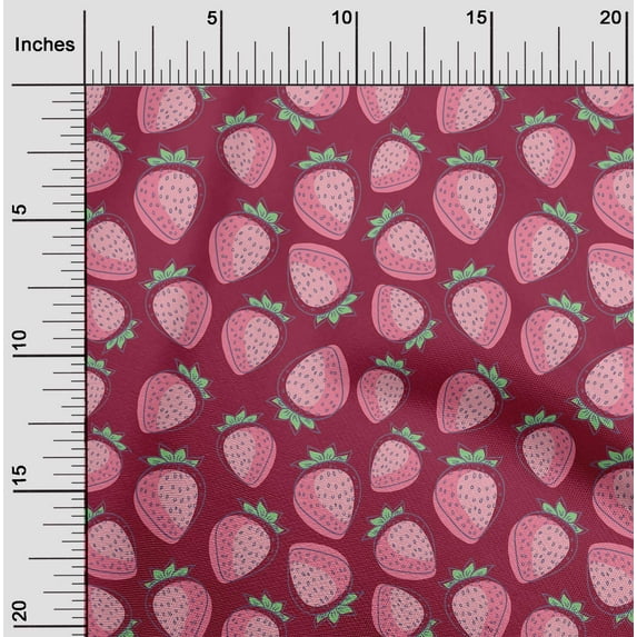 oneOone Silk Tabby Bright Crimson Red Fabric Strawberry Fruit Sewing Craft Projects Fabric Prints By Yard 42 Inch Wide