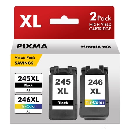 2 Combo Pack PG 245XL Ink Cartridge for Canon ink 245 and 246 for PG245 and CL246 Canon Printer Ink for Canon PIXMA TR4520 MX492 TS3122 MX490 MG3022 MG2522 MG2920 MG2420 MG2520 MG2922 Printer